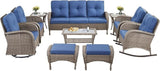 10-Piece Patio Furniture Set-Patio Rocking Chairs Set of 4 Outdoor Rattan Sofa Sets with Coffee Table Outdoor Patio - Photo 2