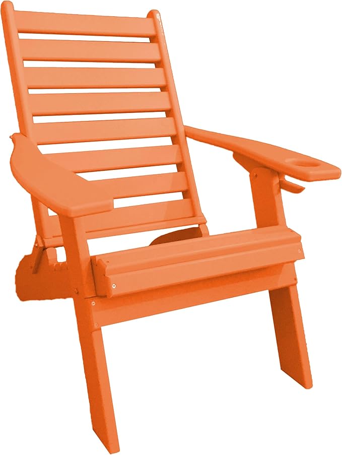 Furniture Barn USA Farmhouse Collection Poly Ladderback Folding Adirondack Chair, Tangerine