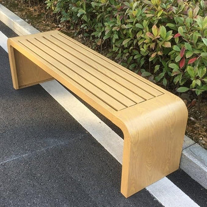 Patio Garden Bench, All-Weather Outdoor Bench, 2-3 Person Seat Backless Front Porch Bench, Outdoor Metal Garden Bench(Wood Color,100cm/39.4in)
