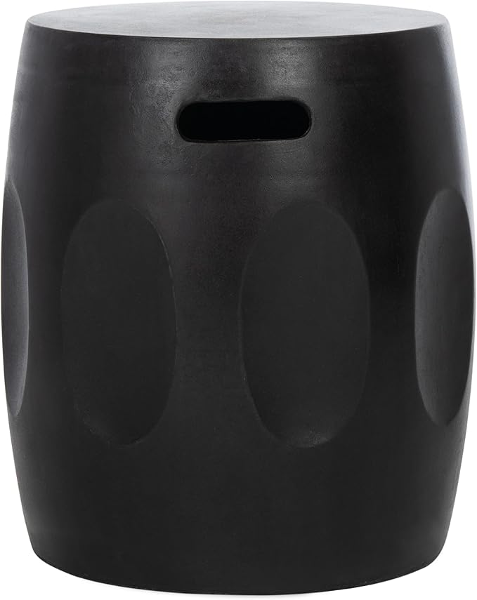 Safavieh Outdoor Zuri Black Modern Concrete Round Accent Table