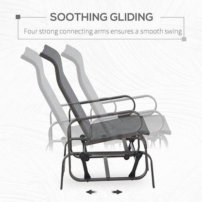 Outsunny Outdoor Glider Chair, Gliders for Outside Patio with Smooth Gliding Mechanism and Lightweight Construction for Backyard, Gray