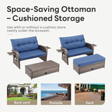 Belord Oversize Outdoor Daybed Set - Patio Recliner Loveseat with Storage Ottoman - Photo 6