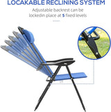 Outsunny Folding Patio Dining Chairs Set of 2, Outdoor Deck Chair with Removable Headrest - Photo 5