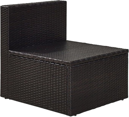 Crosley Furniture Palm Harbor Armless Outdoor Sectional Chair, Wicker Patio Chairs for Porch, Deck, Backyard, Brown with Sand Cushions