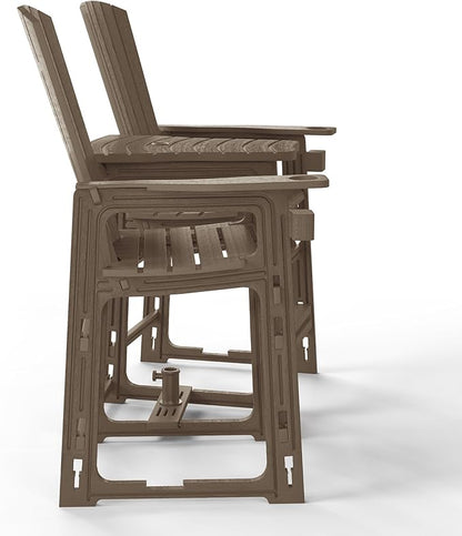WestinTrends Azura Outdoor Tall Adirondack Chairs with Connecting Table Tray (Set of 2), Weathered Wood