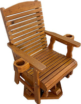 Wooden Swivel Glider Chair, 360° Outdoor Patio Rocker with Ergonomic Design, Smooth Gliding Motion, Solid Fir Wood - Photo 7