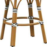 PURPLE LEAF Patio French Round 26" Counter Stool Set of 2 Large Rattan Backless Stackable Barstools Bamboo Print - Photo 9