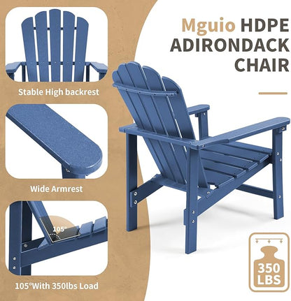 Stackable Adirondack Chairs Set of 2, Space Saving HDPE All-Weather Fire Pit Chair for Outdoor Lawn Porch Deck