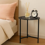 Party Zealot Set of 2 Small Round Metal Side Tables, 13-Inch Black Outdoor End Tables for Patio, Balcony - Photo 2