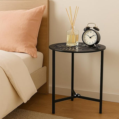Party Zealot Set of 2 Small Round Metal Side Tables, 13-Inch Black Outdoor End Tables for Patio, Balcony, Porch or Garden – Weather-Resistant Corner Coffee Table for Small Spaces & Indoor Plant Stand