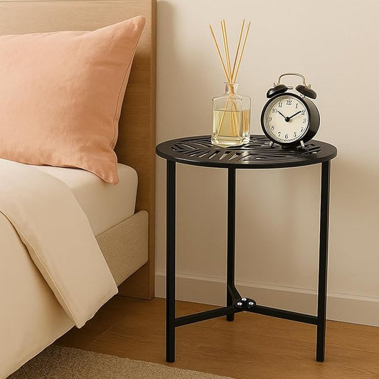 Party Zealot Set of 2 Small Round Metal Side Tables, 13-Inch Black Outdoor End Tables for Patio, Balcony, Porch or Garden – Weather-Resistant Corner Coffee Table for Small Spaces & Indoor Plant Stand