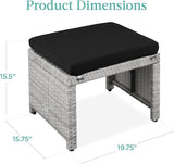 Best Choice Products Set of 2 Wicker Ottomans, Multipurpose Outdoor Furniture for Patio, Backyard, Additional Seating - Photo 8