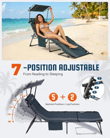 KingCamp Lounge Chair with face Hole & Canopy Shade, 400LBS Folding Portable Tanning Chair with face Hole - Photo 6