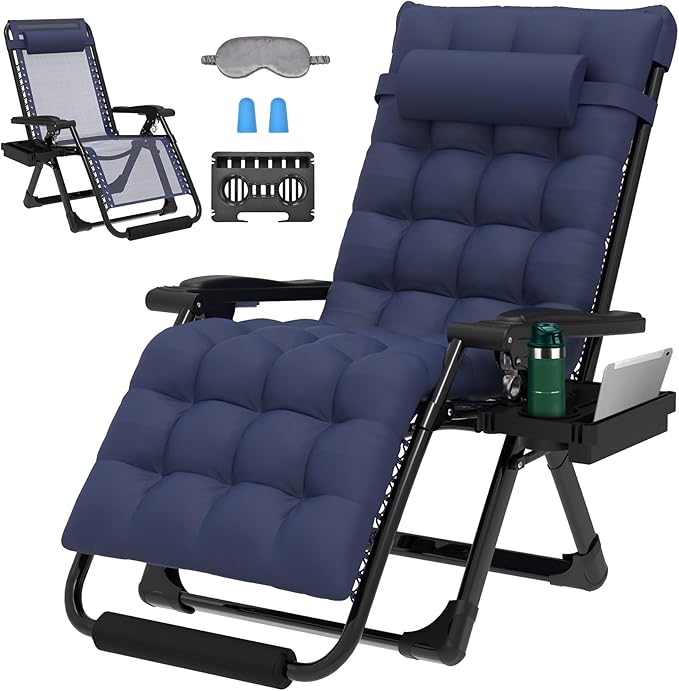 ZENPETIO 29In XL Zero Gravity Chair w/Cushion, Zero Gravity Recliner Lounge Chair for Indoor and Outdoor - Photo 1