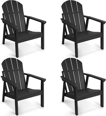 Adirondack Chair Set of 4, HDPE All Weather Adirondack Chairs, Fire Pit Chairs, Patio Chairs, Lawn Chairs. Perfect for Porch, Patio, Poolside, Deck.