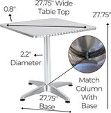 BTEXPERT Set of 2, Indoor Outdoor 27.5" Square Restaurant Table for Patio Stainless Steel Silver Aluminum Furniture - Photo 3