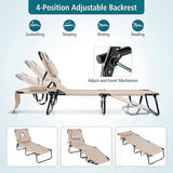 GYMAX Tanning Chair, Folding Lounge Chairs with Face Hole & Cover, Removable Pillow Carry Handle - Photo 5