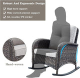 Belord 5 Piece Outdoor Conversation Patio Furniture Set - All-Weather Wicker Patio Rocking Chairs with Loveseat Glider - Photo 3