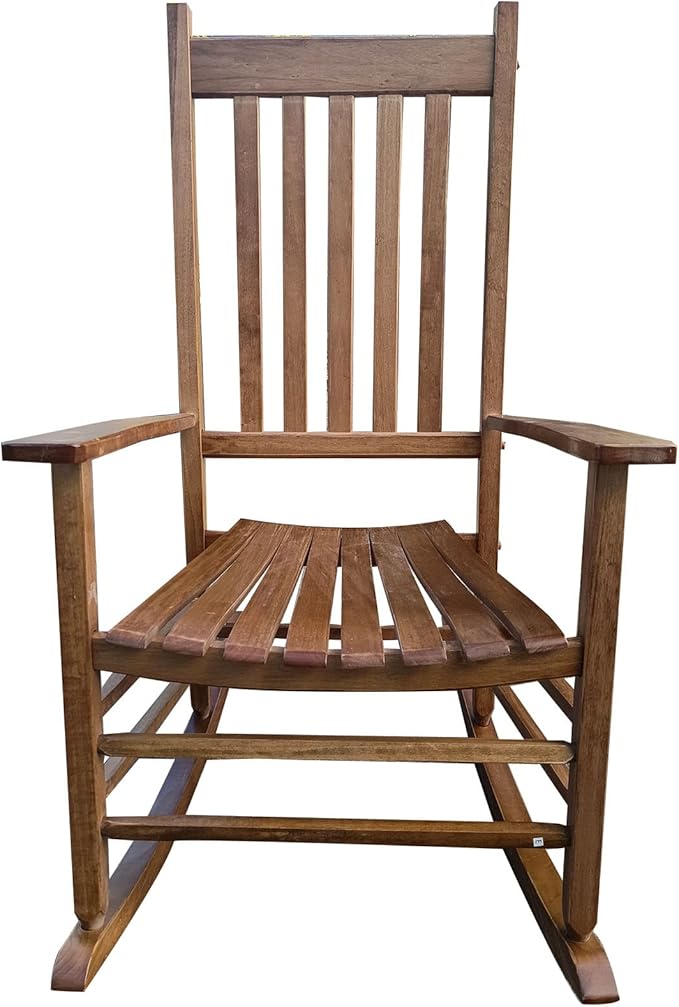 Kaimei Brown Solid Wood Rocking Chair for Balcony, Porch, Patio - Comfortable Outdoor Patio Furniture