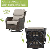 Rilyson Wicker Rocking Chair Swivel Chairs - 3 Piece Rocker Patio Furniture Set Rattan Rocking Bistro Sets with Glass - Photo 4