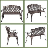 DANGRUUT Best Outdoor Metal Garden Bench, 42.5" Durable Aluminium Park Rose Bench - Photo 6