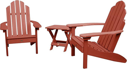 highwood Classic Westport Adirondack Chairs with Side Table, Rustic Red