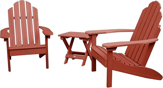 highwood Classic Westport Adirondack Chairs with Side Table, Rustic Red