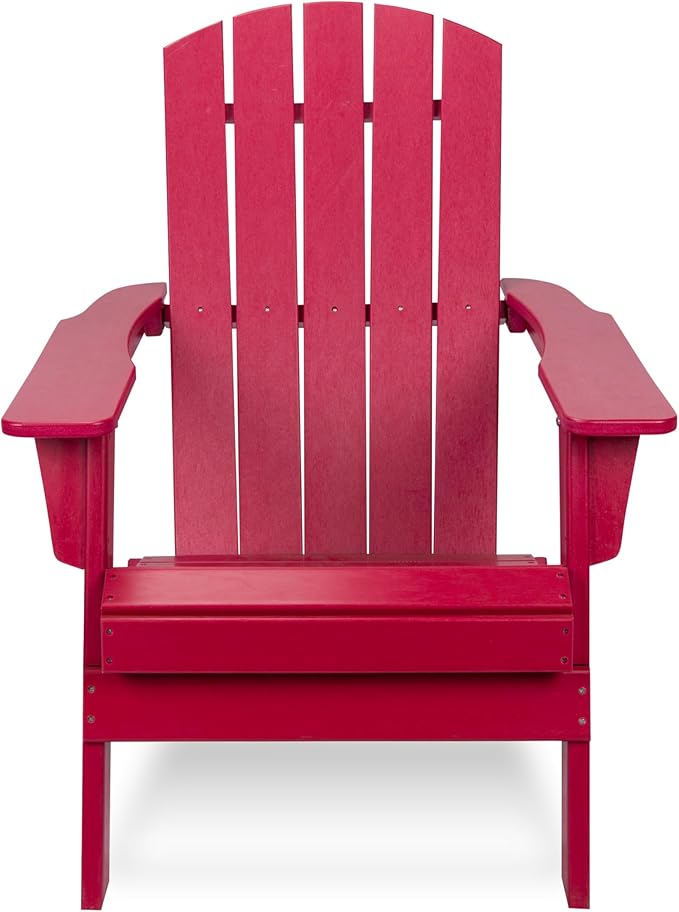 Shine Company Seaside Outdoor Weatherproof Folding Adirondack Chair, Chili Pepper
