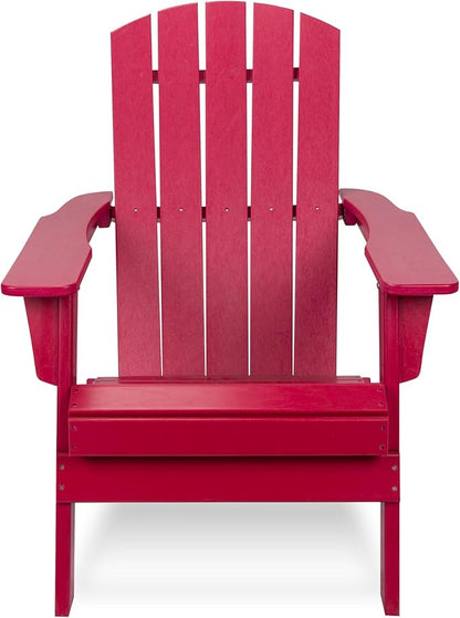 Shine Company Seaside Outdoor Weatherproof Folding Adirondack Chair, Chili Pepper