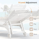 LUE BONA Outdoor Chaise Lounge, HDPS Chaise Lounger, 5 Positions Adjustable Lounge Chairs - Photo 6