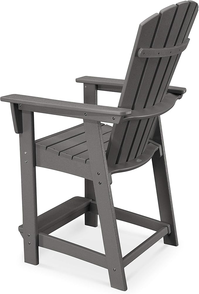 POLYWOOD® Nautical Curveback Adirondack Counter Chair in Tangerine