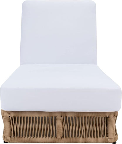 SAFAVIEH Outdoor Collection Gillian Tan Rope/White Cushion Chaise Lounge Chair (PAT7527A)