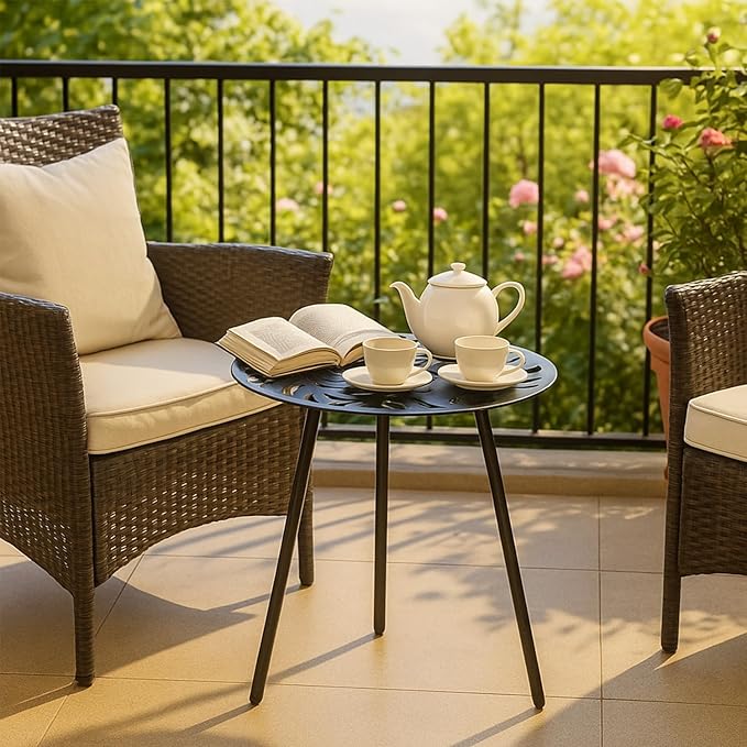 1 Pack Extra-Large Metal Outdoor Side Tables 18 Inches Outside End Table for Patio Round Accent Garden Corner Table for - Photo 5
