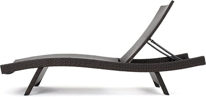 Christopher Knight Home Salem Outdoor Wicker Adjustable Chaise Lounge Chair, 2-Pcs Set, Multibrown