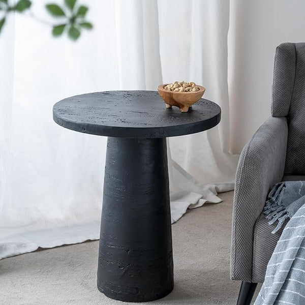 Faux Stone Side Table Round End Table Patio Small Drink Table for Small Spaces - Photo 1