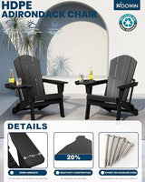 FOOWIN Folding Adirondack Chair Set of 2, HDPE Adirondack Chairs with Cup Holder - Photo 4