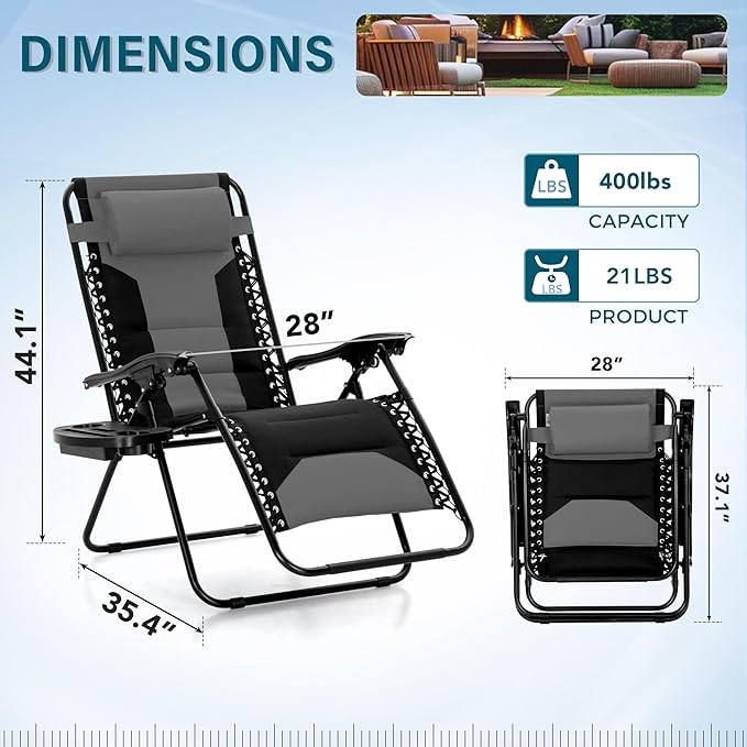 MFSTUDIO Padded Zero Gravity Chair Set of 2 - Photo 3