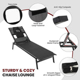Giantex Patio Chaise Lounge Chair - Outdoor Lounge Chaise with Face Hole, Detachable Head Pillows - Photo 8