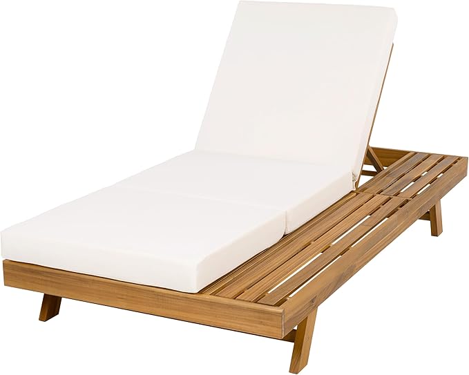 Merax Acacia Wood Chaise Lounge Chair Outdoor Set of 4 - Photo 4