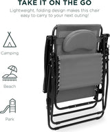 Best Choice Products Oversized Zero Gravity Chair, Folding Outdoor Patio Lounge Recliner w/Cup Holder Accessory Tray - Photo 7