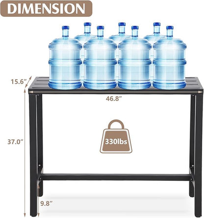 Outdoor Bar Table, Patio Counter Height Bar Tables, 47" Rectangle Bar Table for Patio, Garden, Yard, Balcony, Poolside (Black, 47inch-Length)