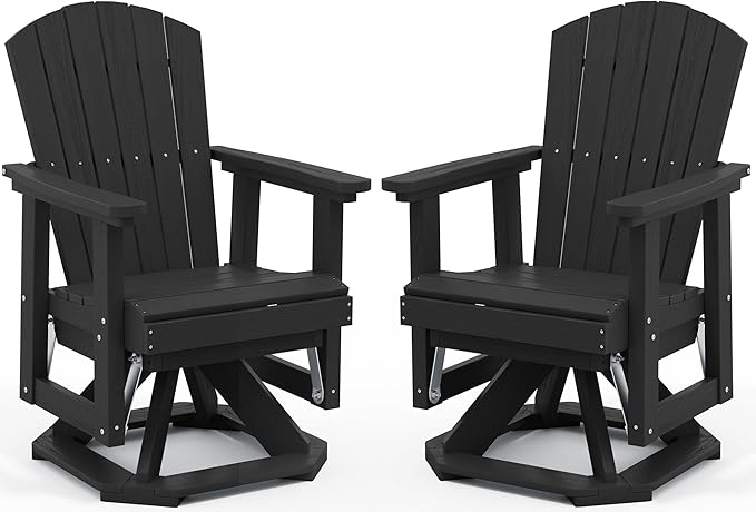 SERWALL Adirondack Swivel Glider Chair, HDPE Glider Set of 2 for Outdoor, All-Weather Glider Chair for Porch, Balcony - Photo 1
