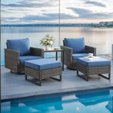Rilyson Wicker Outdoor Patio Furniture Set - 5 Piece Patio Conversation Set with 2 Swivel Rocker Chairs - Photo 1