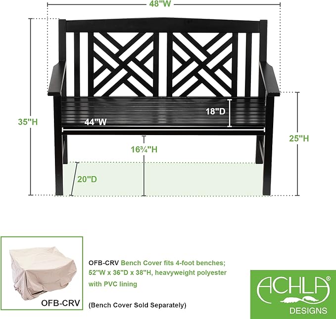 Achla Designs Fretwork Garden Bench, 4 ft Black - Photo 3