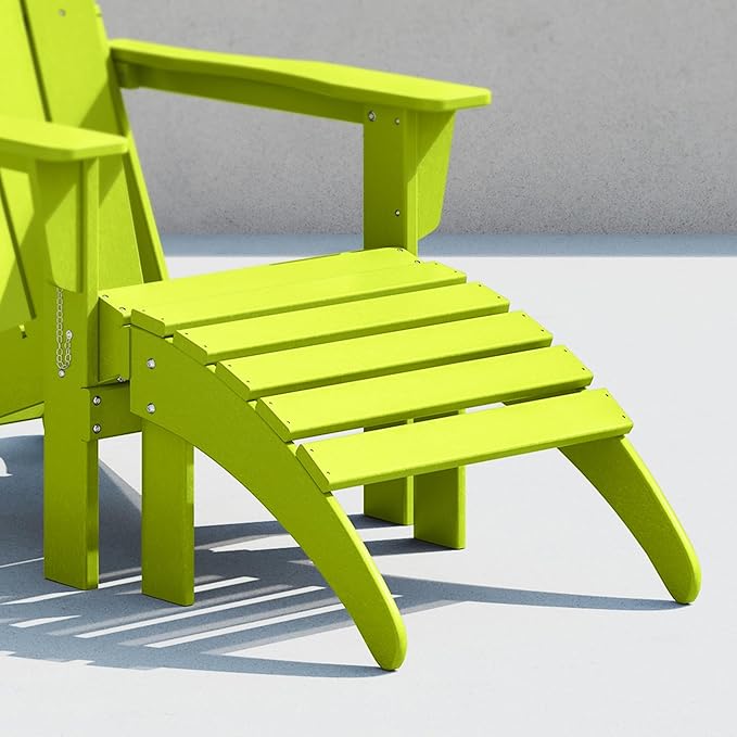 Costaelm Adirondack Chair Footrest Foldable Ottoman, Folding Ottoman Outdoor Foot Rest for Patio Waterproof, Adirondack Ottoman Outdoor, Lime
