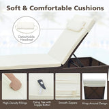 Tangkula Patio Chaise Lounge Set of 2, Outdoor Rattan Lounge Chair with 6-Level Backrest, Comfy Seat Cushion & Headrest - Photo 7