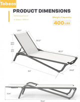 Outdoor Chaise Lounge Chair Set of 30, 5-Position Adjustable Patio Lounge Chair with Aluminum Frame - Photo 2