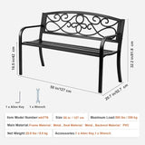 Happybuy 50-Inch Metal Outdoor Garden Bench, 550 lbs Load Capacity, Patio Bench with Backrest & Armrests - Photo 2