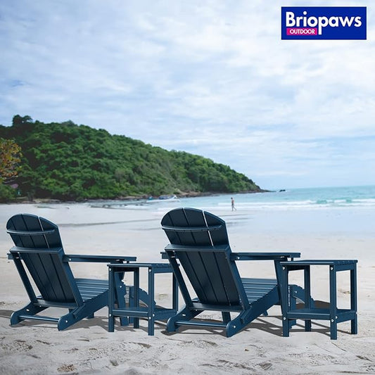 BRIOPAWS Adirondack Ottomans | Folding | Set of 2 | HDPE Plastic | Blue Outdoor Foot Rest | All Weather | Patio Footrest for Adirondack Chair | Foot Stool for Deck Porch | 19.7W x 18.5L x 13H Inch