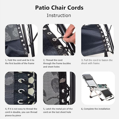 Zero Gravity Chair Cord Replacement, 4 Pack, Elastic Cord for antigravity Chair, Patio Recliner Chair, Lawn Bungee Chair, Beach Chair, Lounge Chair, Outdoor String Chair, Nylon Stretch String Cord